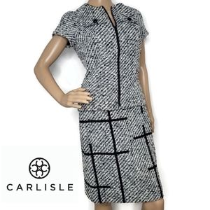 Carlisle tweed black and white blazer pencil skirt suit set size 0.